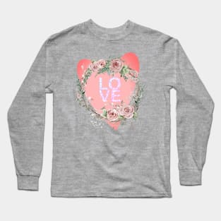 Flower Cron Love Script with heart Long Sleeve T-Shirt